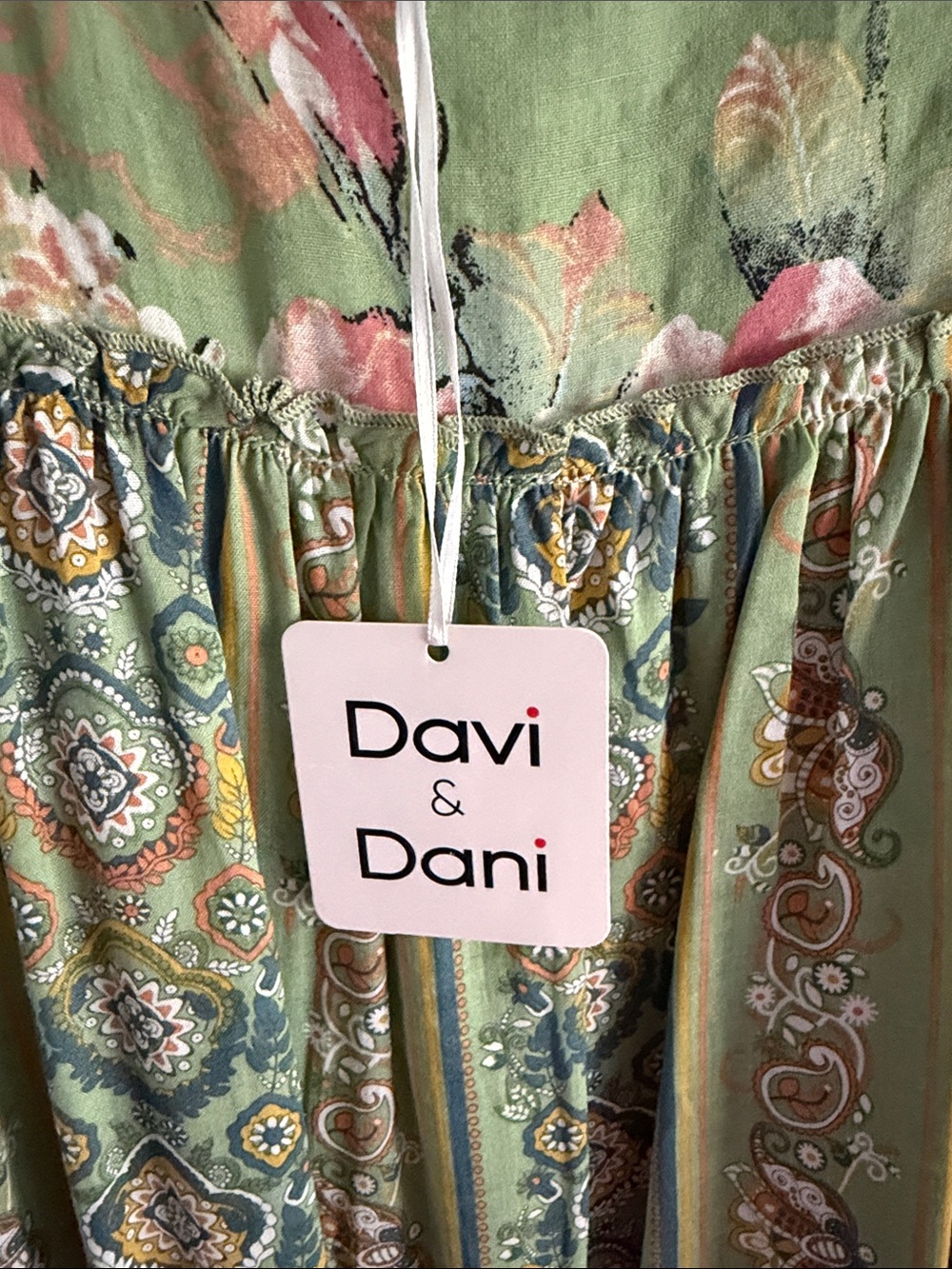 Green Floral Boho Maxi Dress medium - Picture 4 of 6